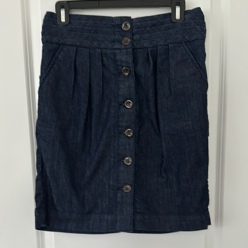 Denim Button-Front Skirt